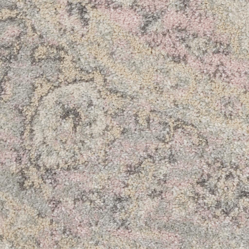 Nourison Home Tranquil TRA06 Pink and Beige Ivory Pink Indoor Round Area Rug - Vintage Power Loomed Machine Made Medium Pile