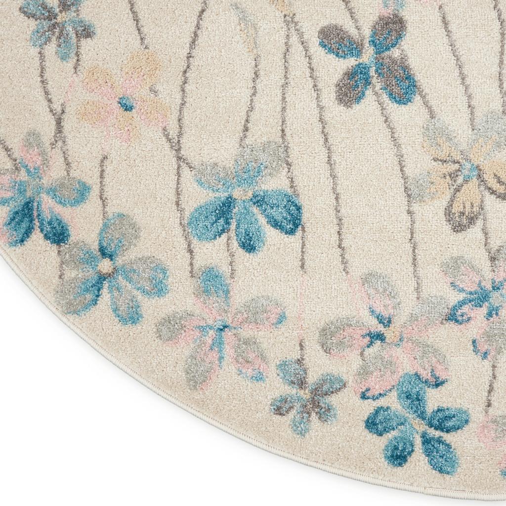 Nourison Home Tranquil TRA04 Ivory White Ivory Indoor Round Area Rug - Contemporary Power Loomed Machine Made Medium Pile