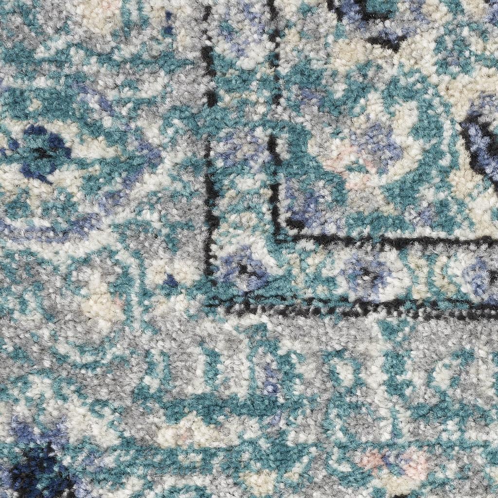 Nourison Home Passion PSN03 Turquoise Grey Indoor Runner - Bohemian Power Loomed Machine Made Medium Pile