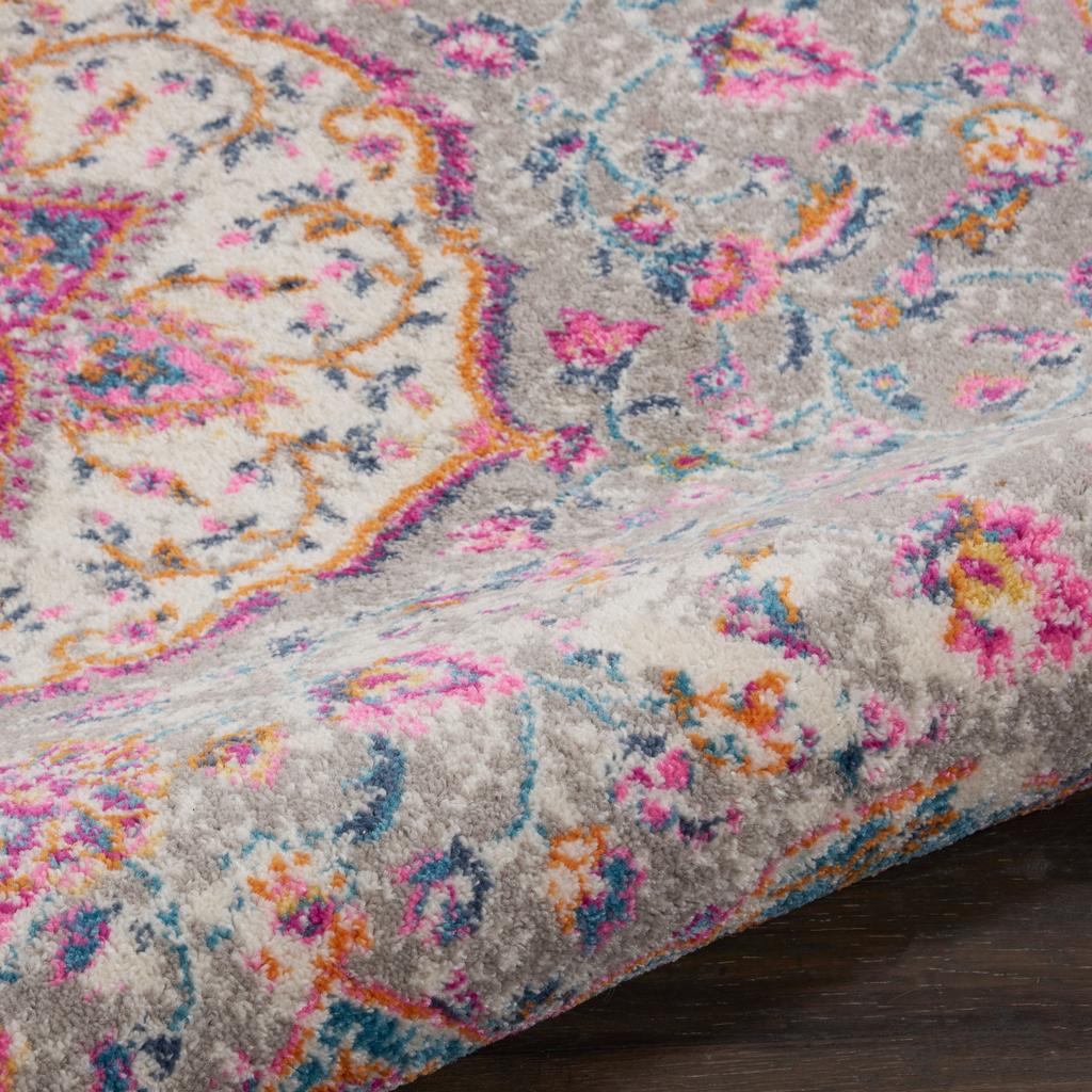 Nourison Home Passion PSN22 Grey Multicolor Indoor Round Area Rug - Transitional Power Loomed Machine Made Medium Pile