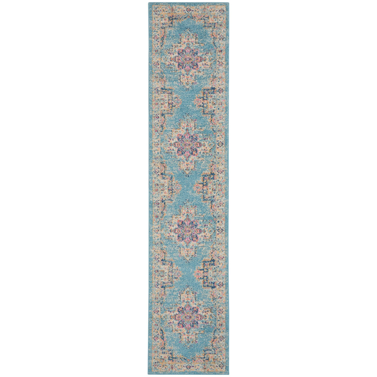 Nourison Home Passion PSN03 Ivory Light Blue Light Blue Indoor Runner - Bohemian Power Loomed Machine Made Medium Pile