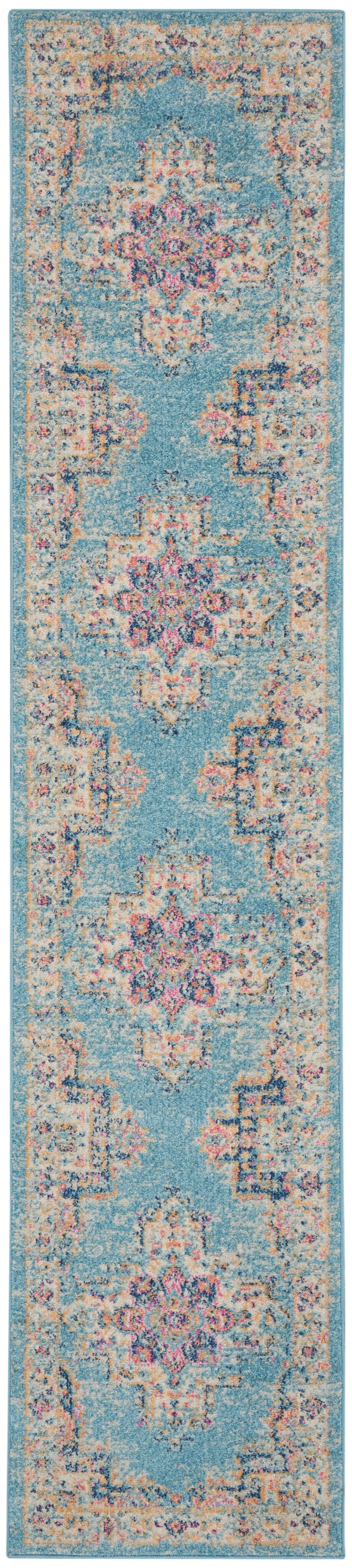 Nourison Home Passion PSN03 Ivory Light Blue Light Blue Indoor Runner - Bohemian Power Loomed Machine Made Medium Pile