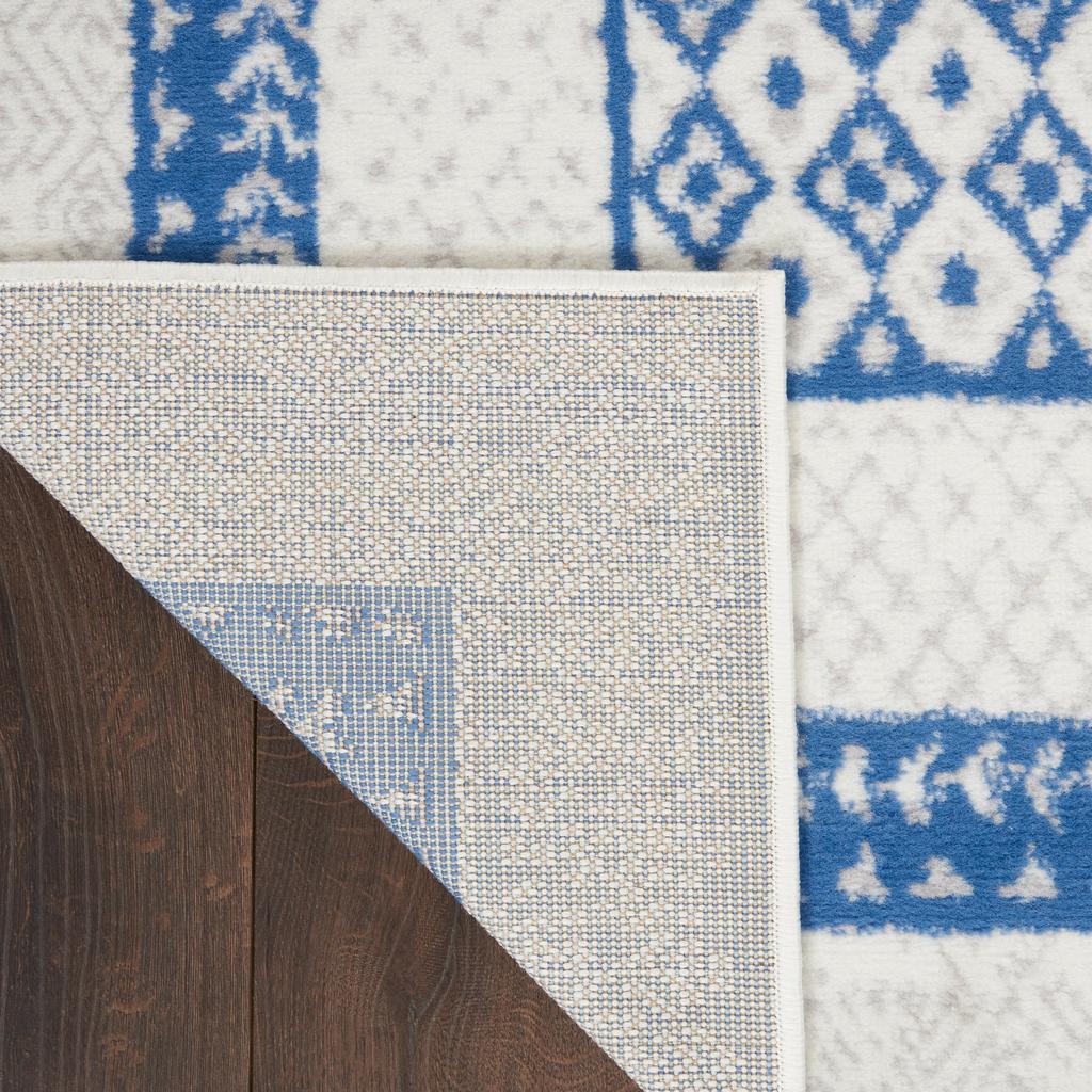 Nourison Home Whimsicle WHS13 Ivory Blue Indoor Rectangle Area Rug - Farmhouse Power Loomed Machine Made Low Pile