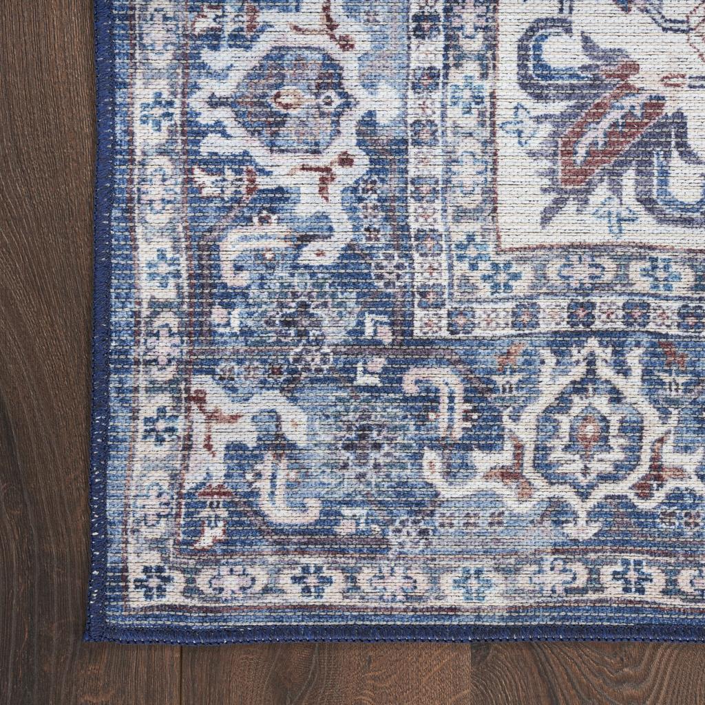 Nourison Home New Concept Washables SR104 Navy Ivory Indoor Rectangle Area Rug - Vintage Machine Woven Machine Made Low Pile