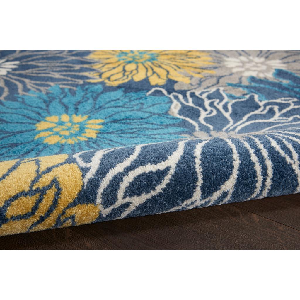 Nourison Home Passion PSN17 Blue Indoor Round Area Rug - Contemporary Power Loomed Machine Made Medium Pile