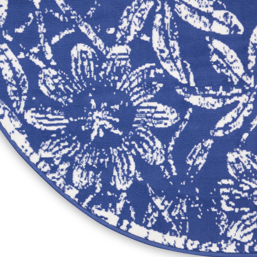 Nourison Home Whimsicle WHS05 Navy Indoor Round Area Rug - Farmhouse Power Loomed Machine Made Low Pile