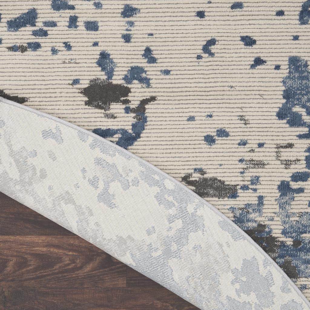 Nourison Home Rustic Textures RUS08 Grey Blue Grey/Blue Indoor Round Area Rug - Modern Power Loomed Machine Made Medium Pile