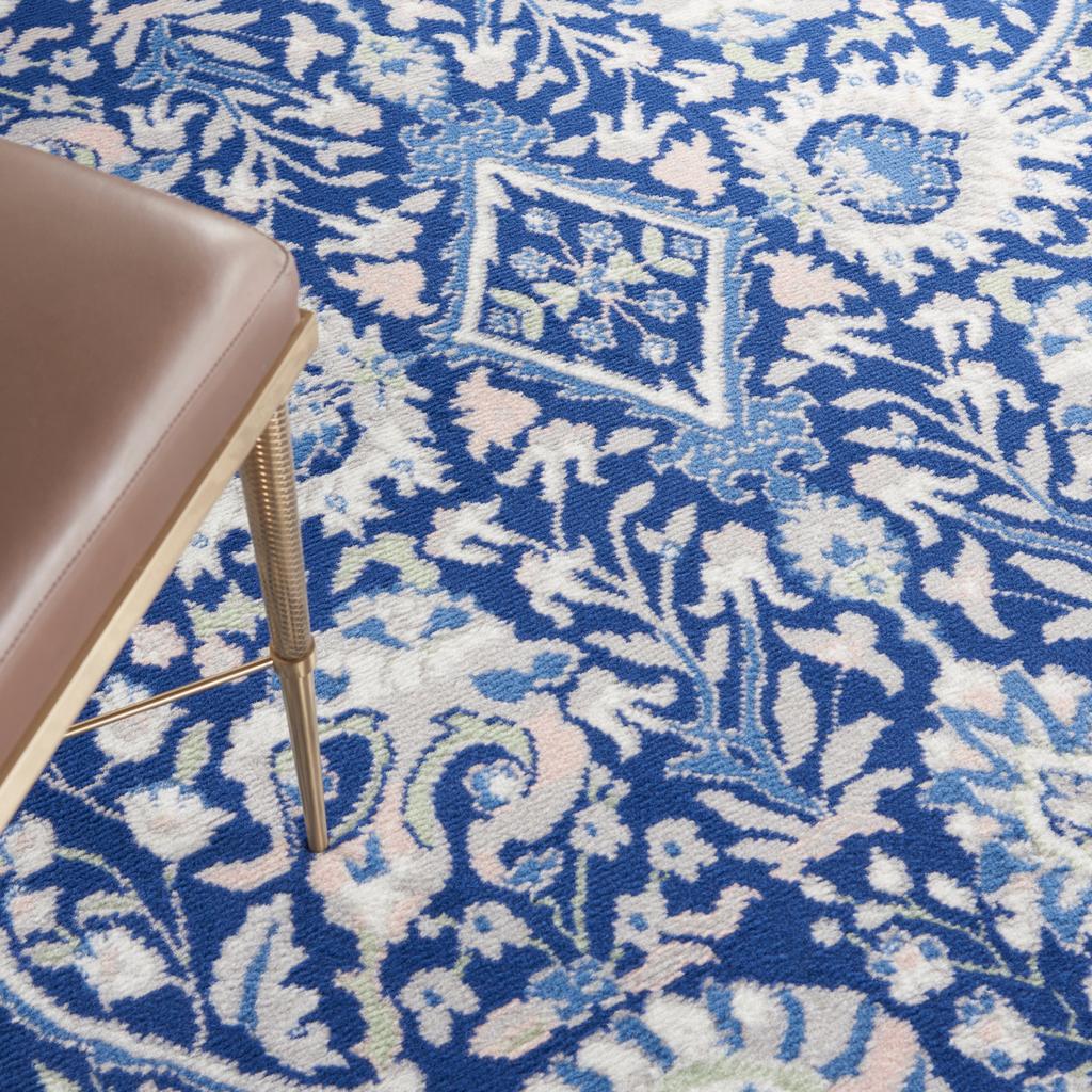 Nourison Home Whimsicle WHS10 Navy Multicolor Indoor Round Area Rug - Farmhouse Power Loomed Machine Made Low Pile