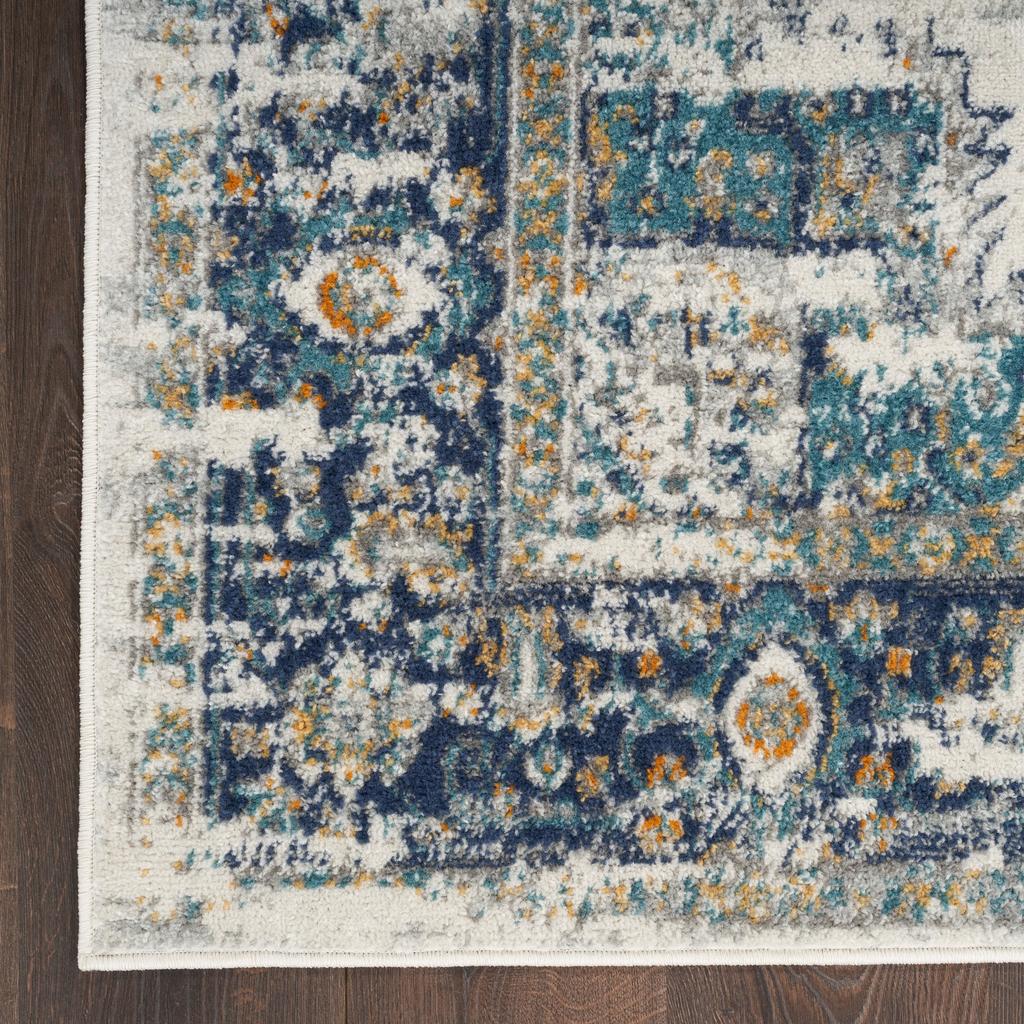 Nourison Home Passion PSN03 Ivory Grey Blue Indoor Runner - Vintage Power Loomed Machine Made Medium Pile