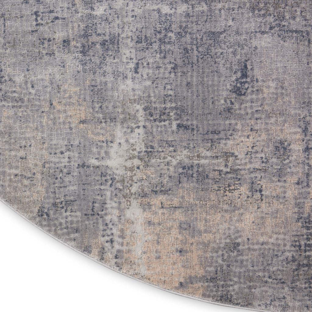 Nourison Home Rustic Textures RUS06 Grey and Beige Grey Beige Indoor Round Area Rug - Modern Power Loomed Machine Made Medium Pile
