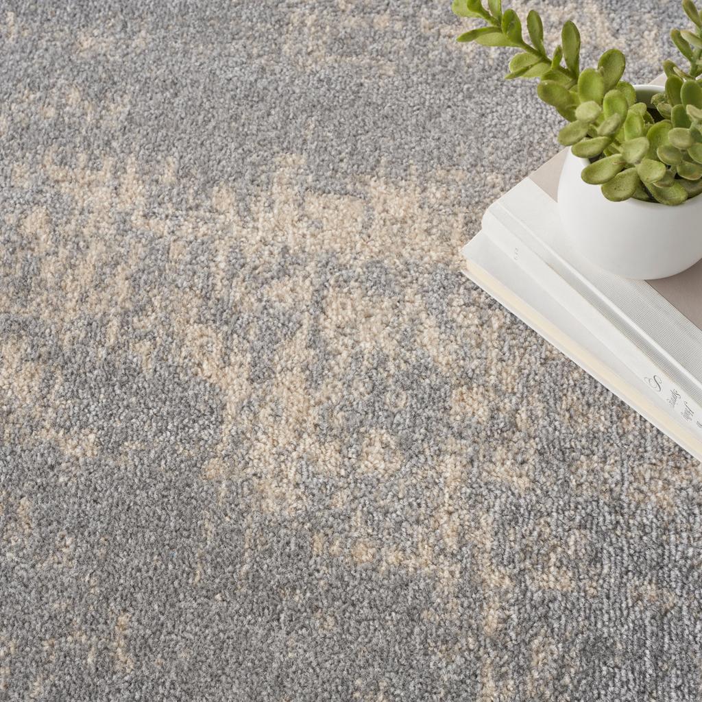 Nourison Home Nourison Essentials NRE03 Grey Beige Indoor/Outdoor Round Area Rug - Modern Power Loomed Machine Made Low Pile