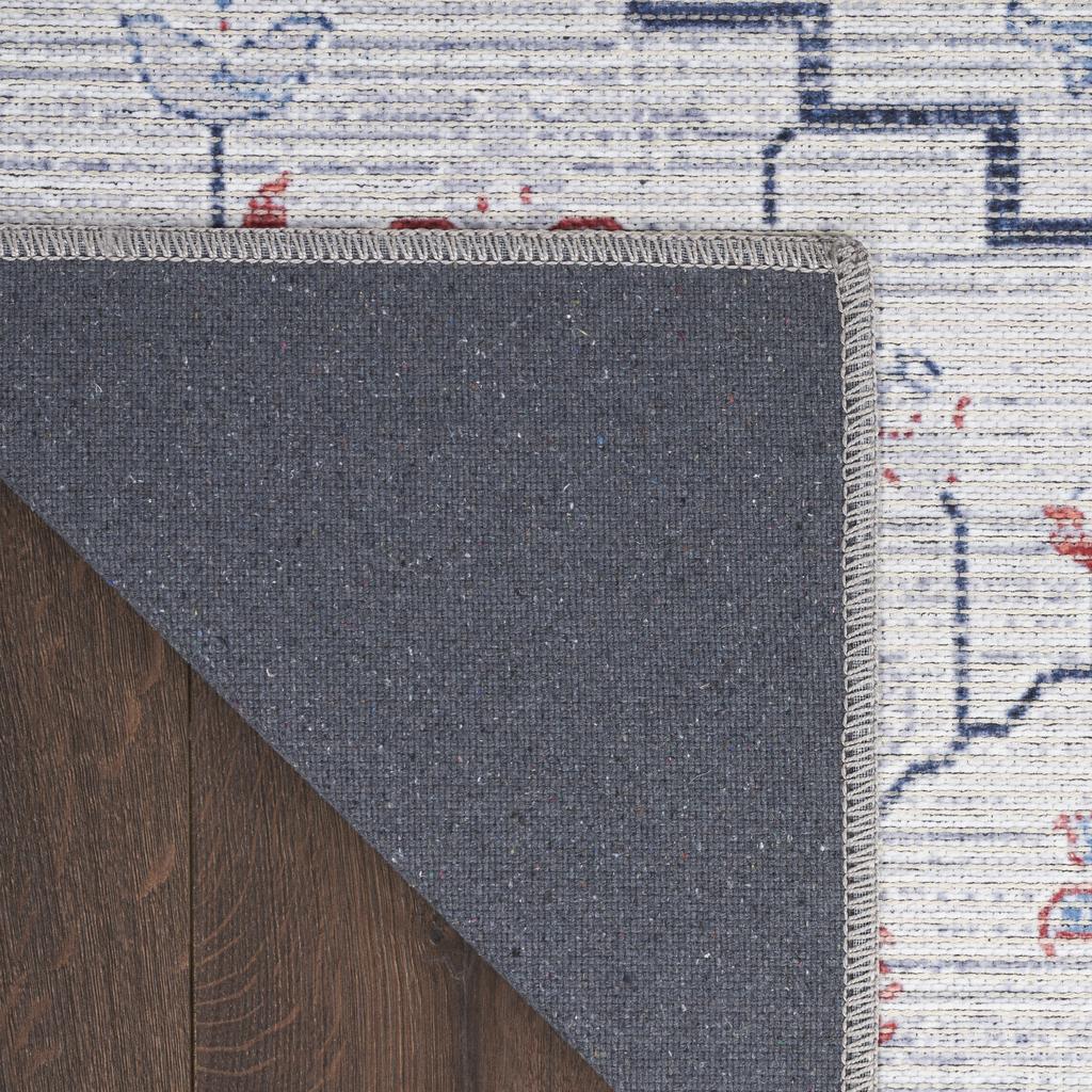 Nourison Home New Concept Washables SR110 Ivory Blue Indoor Rectangle Area Rug - Farmhouse Machine Woven Machine Made Low Pile