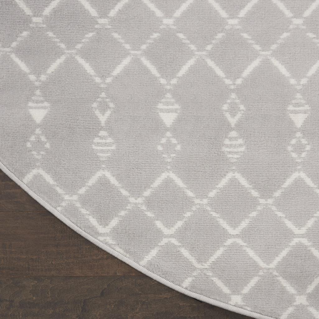 Nourison Home Whimsicle WHS02 Grey Indoor Round Area Rug - Bohemian Power Loomed Machine Made Low Pile