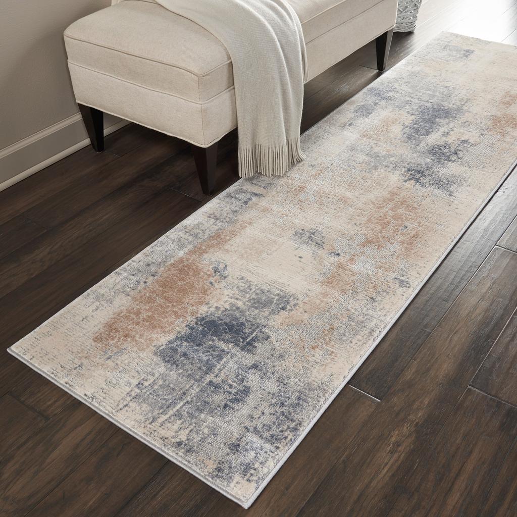 Nourison Home Rustic Textures RUS02 Beige Grey Indoor Runner - Modern Power Loomed Machine Made Medium Pile
