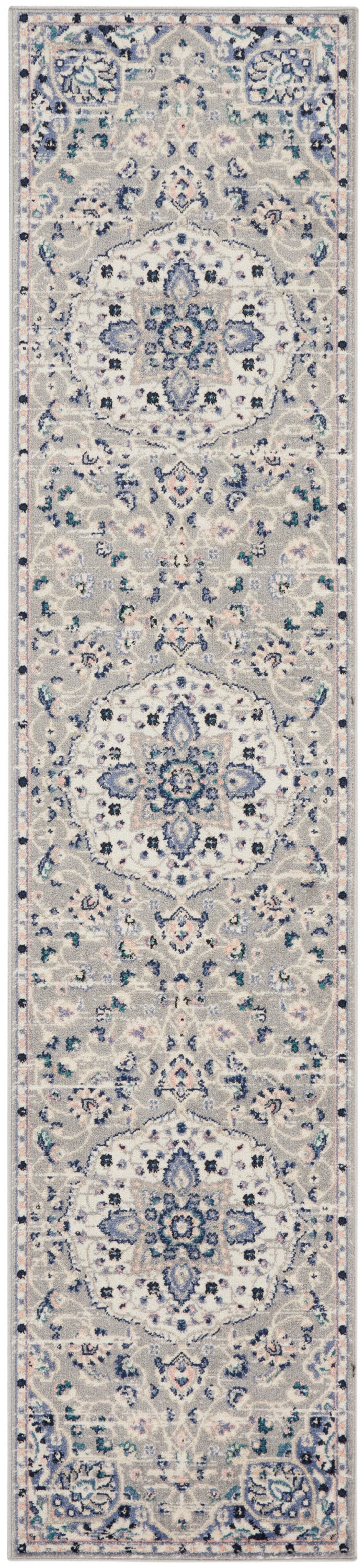 Nourison Home Passion PSN22 Grey Beige Indoor Runner - Transitional Power Loomed Machine Made Medium Pile