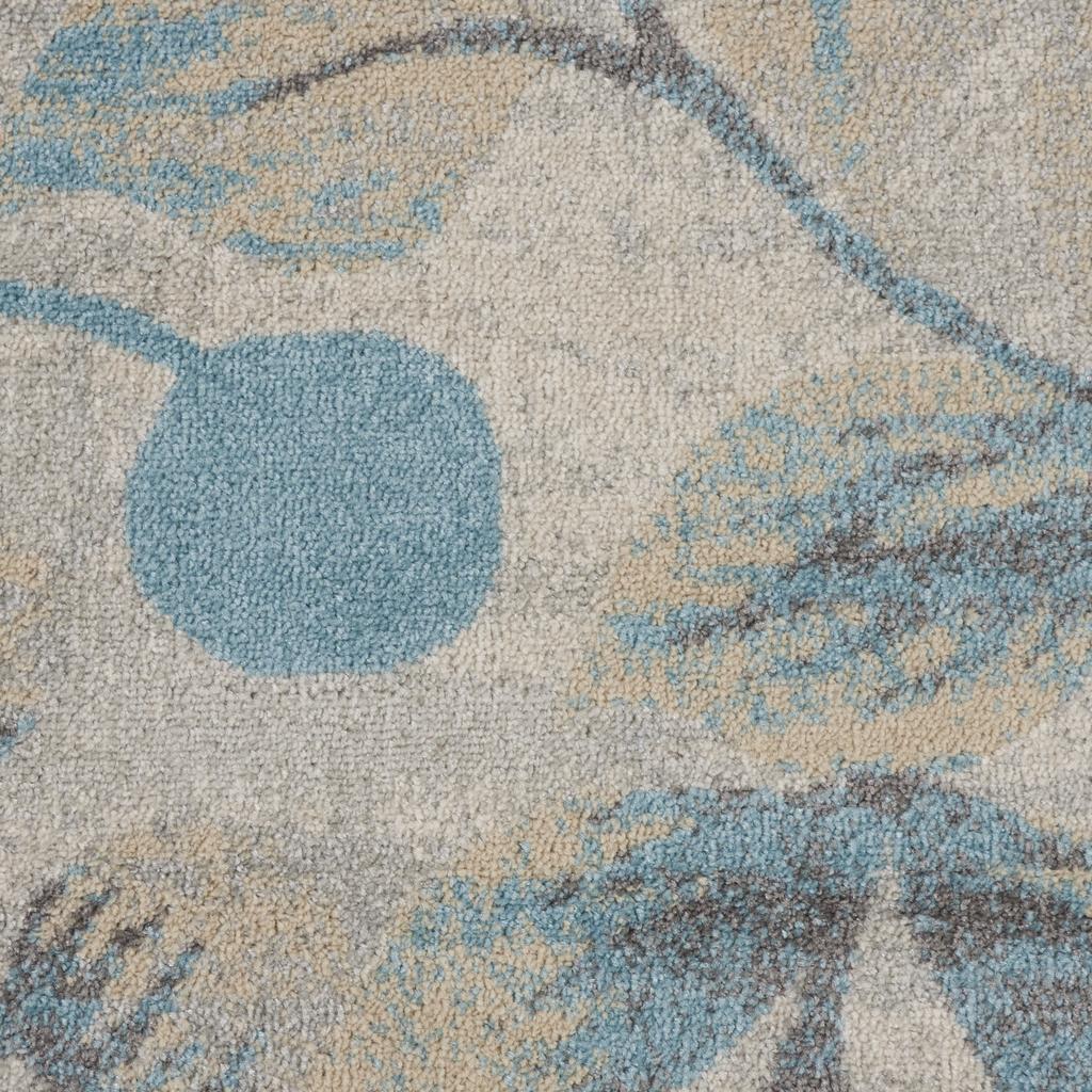 Nourison Home Tranquil TRA03 Ivory Turquoise Ivory/Turquoise Indoor Round Area Rug - Farmhouse Power Loomed Machine Made Medium Pile