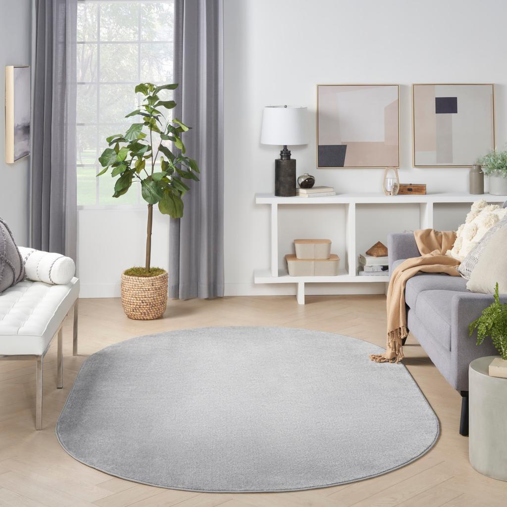 Nourison Home Nourison Essentials NRE01 Silver Grey Indoor/Outdoor Oval Area Rug - Outdoor Power Loomed Machine Made Low Pile