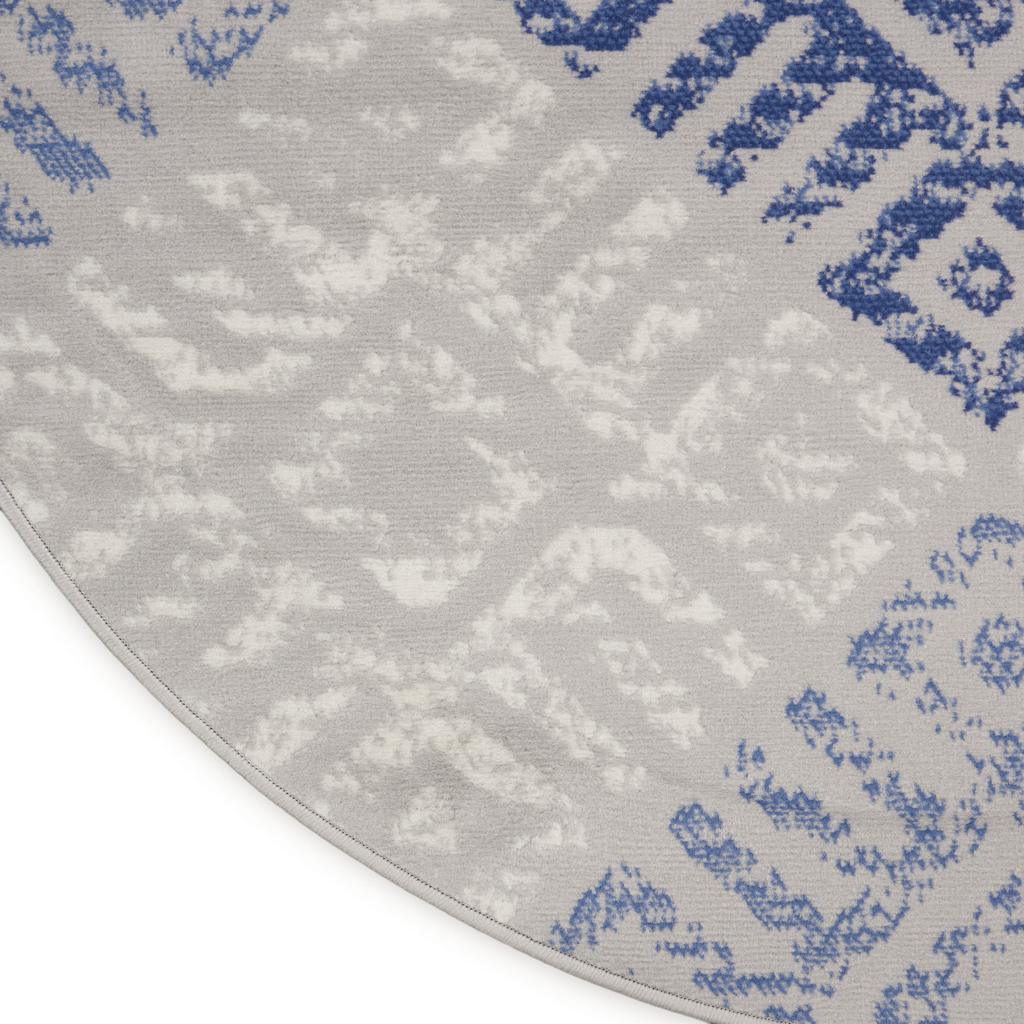 Nourison Home Whimsicle WHS18 Grey Blue Indoor Round Area Rug - Bohemian Power Loomed Machine Made Low Pile