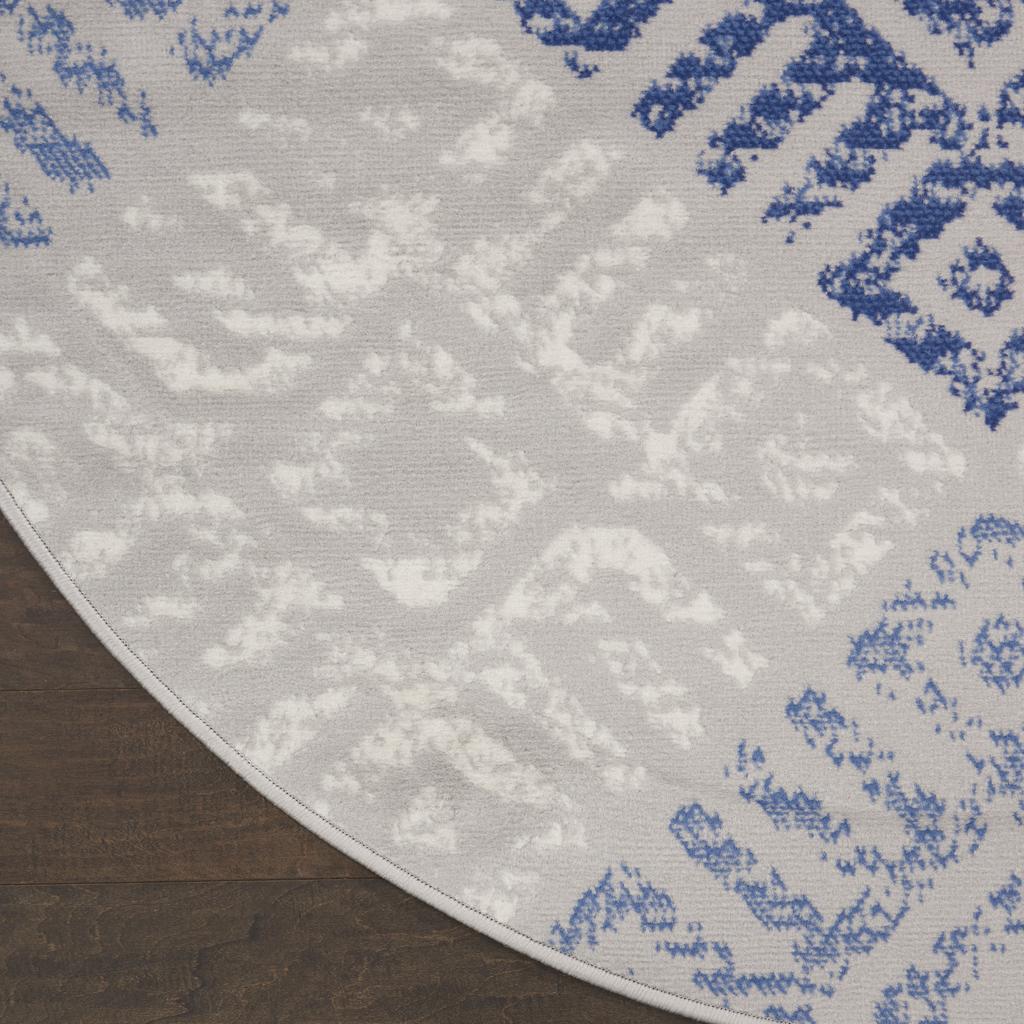 Nourison Home Whimsicle WHS18 Grey Blue Indoor Round Area Rug - Bohemian Power Loomed Machine Made Low Pile