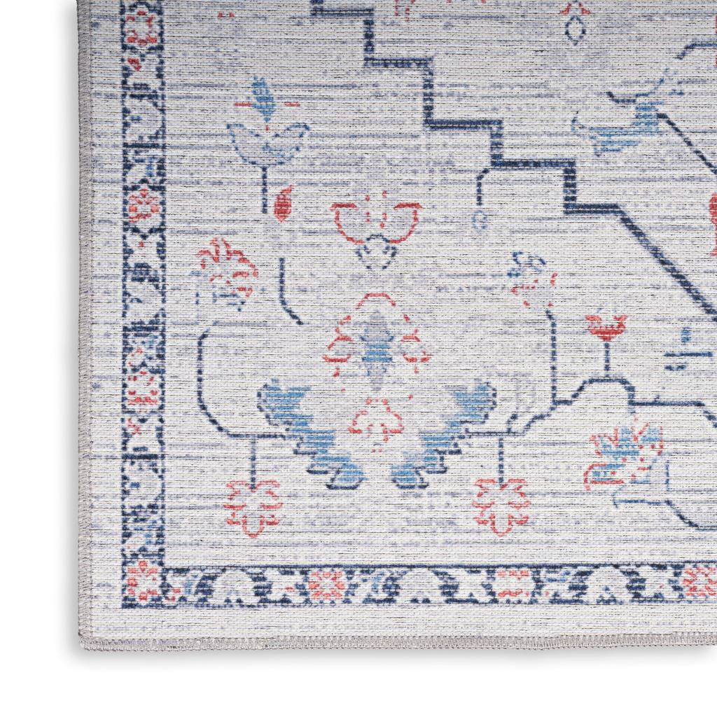 Nourison Home New Concept Washables SR110 Ivory Blue Indoor Runner - Farmhouse Machine Woven Machine Made Low Pile