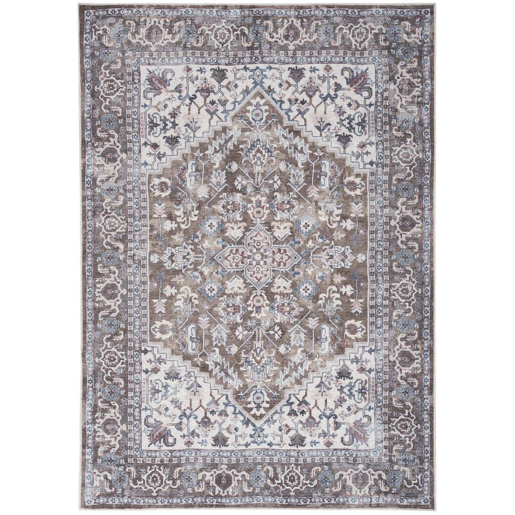 Nourison Home New Concept Washables SR104 Olive Ivory Indoor Rectangle Area Rug - Vintage Machine Woven Machine Made Low Pile