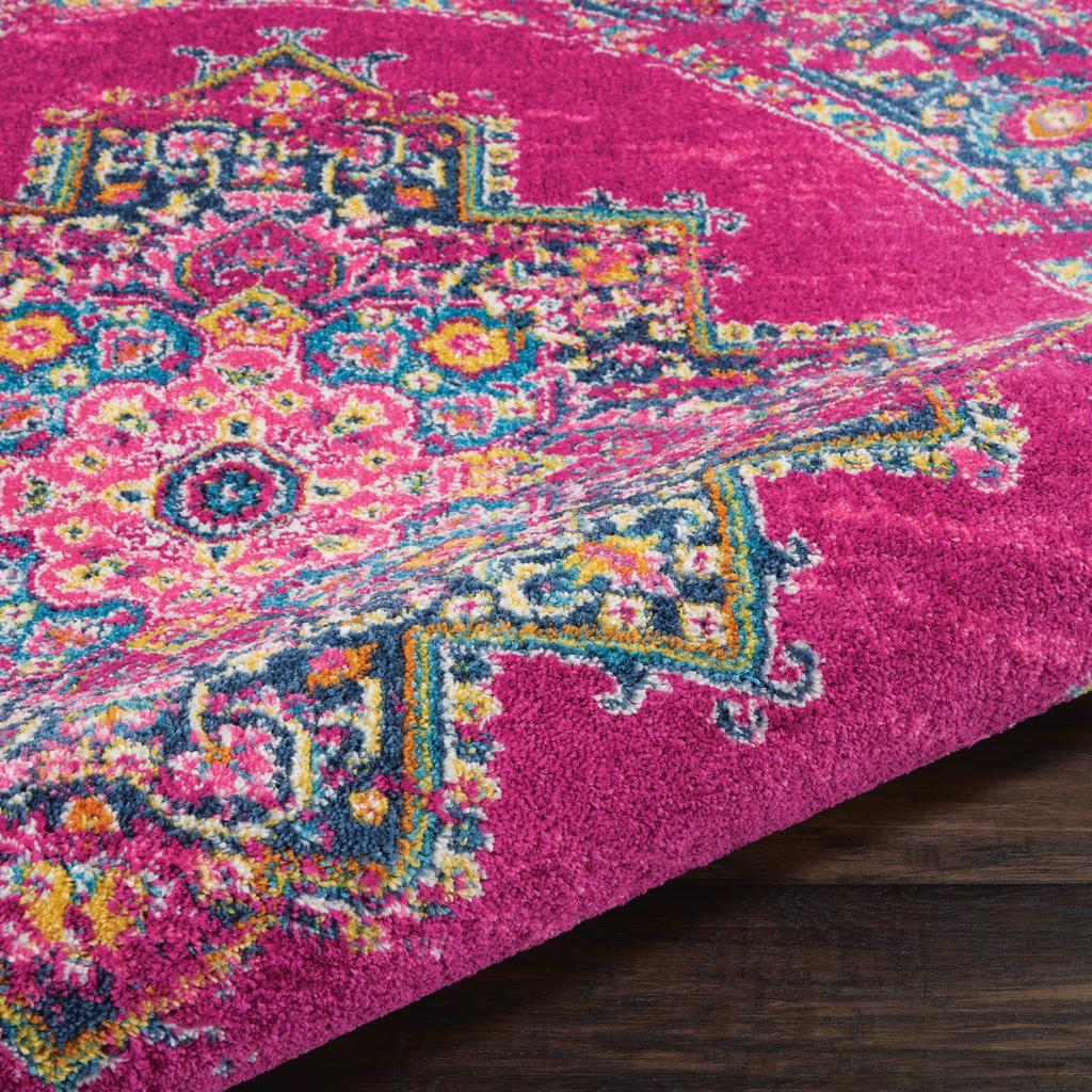 Nourison Home Passion PSN03 Pink Fuchsia Indoor Round Area Rug - Bohemian Power Loomed Machine Made Medium Pile