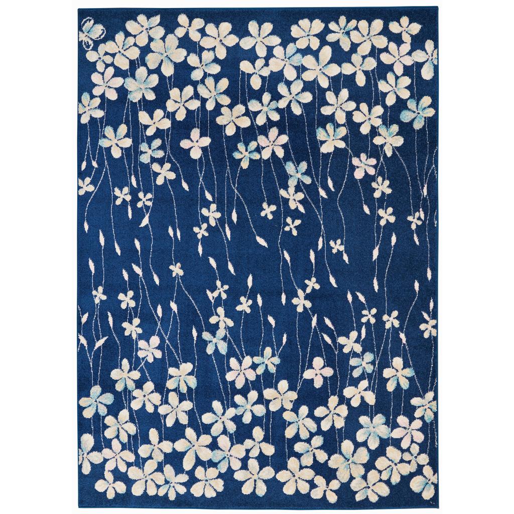 Nourison Home Tranquil TRA04 Navy Blue Navy Indoor Rectangle Area Rug - Contemporary Power Loomed Machine Made Medium Pile