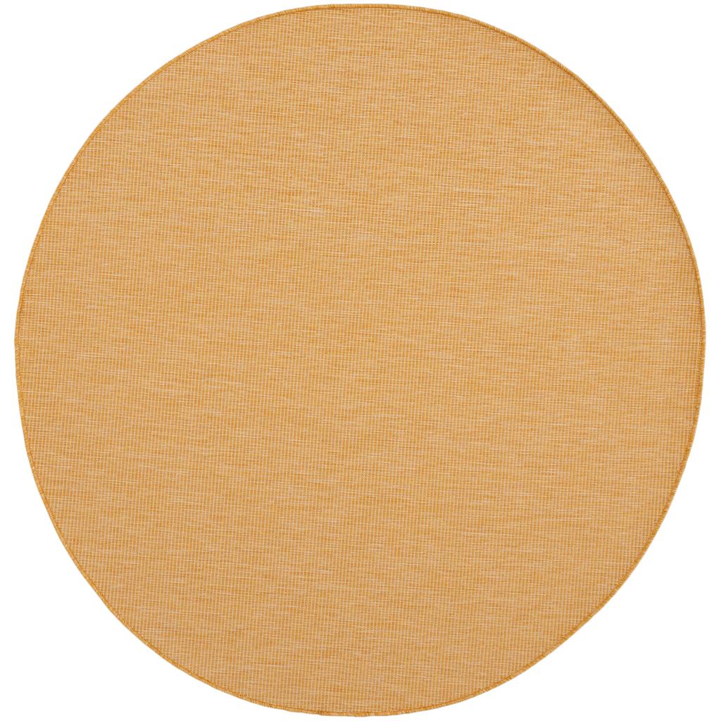 Nourison Home Positano POS01 Yellow Indoor/Outdoor Round Area Rug - Modern Power Loomed Machine Made Low Pile