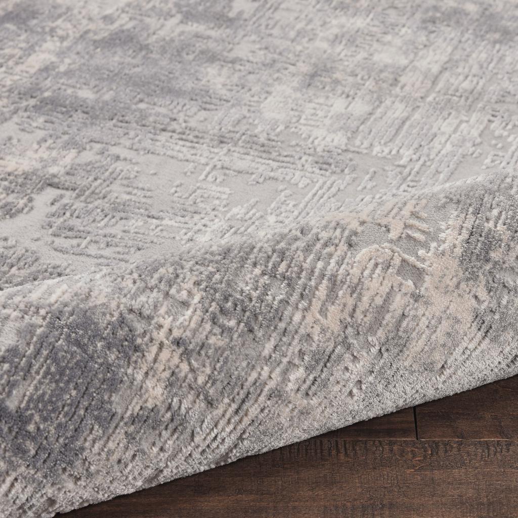 Nourison Home Rustic Textures RUS01 Ivory Silver Ivory/Silver Indoor Round Area Rug - Modern Power Loomed Machine Made Medium Pile