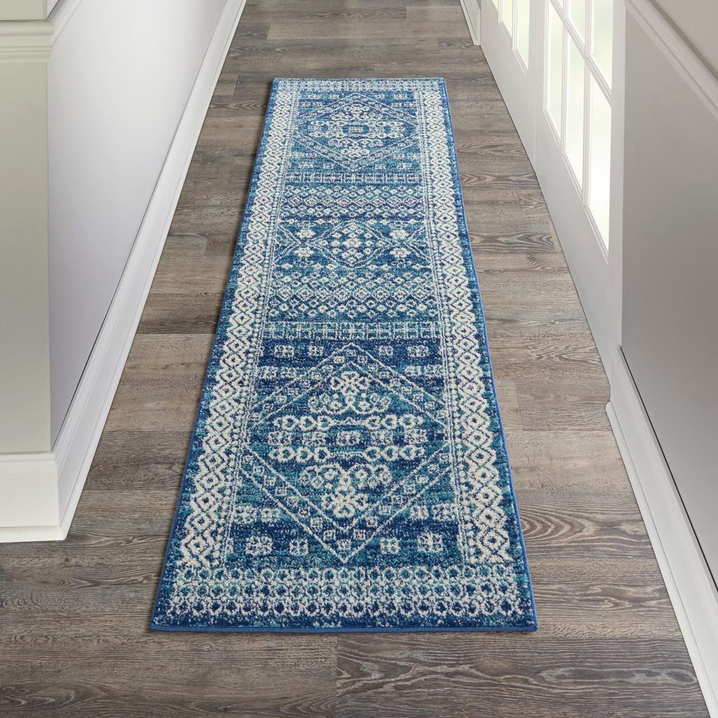 Nourison Home Passion PSN27 Navy Blue Indoor Runner - Bohemian Power Loomed Machine Made Medium Pile