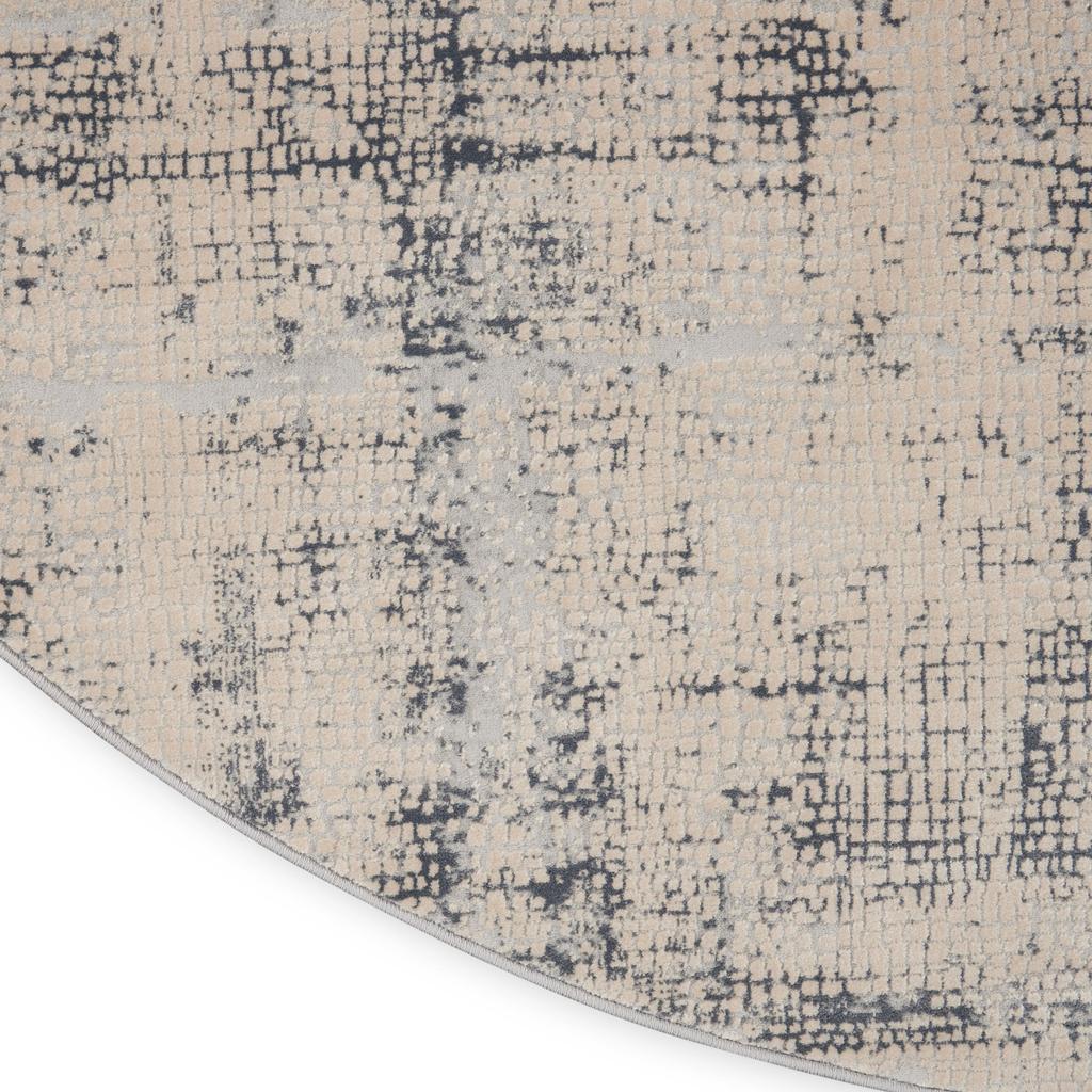 Nourison Home Rustic Textures RUS06 Ivory Blue Indoor Round Area Rug - Modern Power Loomed Machine Made Medium Pile