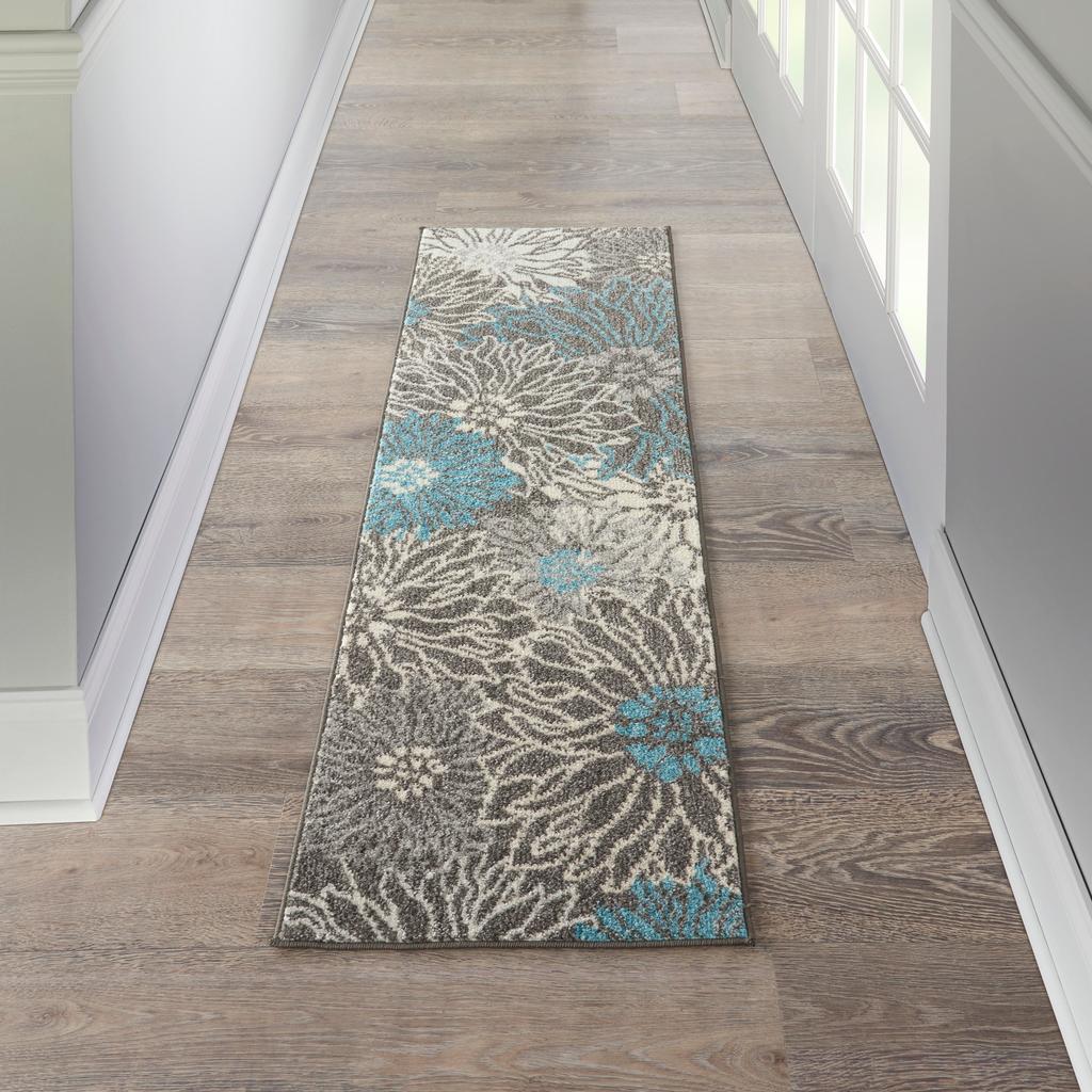 Nourison Home Passion PSN17 Charcoal Blue Indoor Runner - Contemporary Power Loomed Machine Made Medium Pile