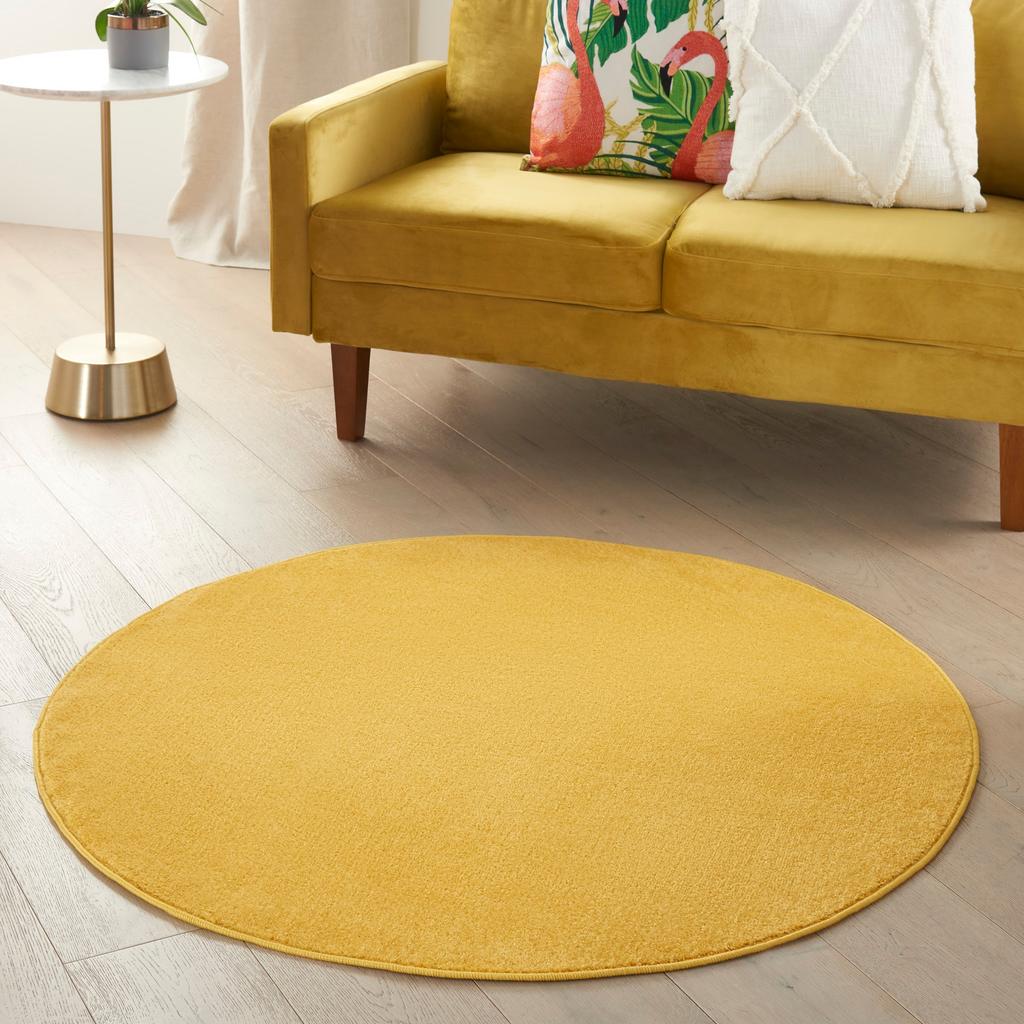 Nourison Home Nourison Essentials NRE01 Yellow Indoor/Outdoor Round Area Rug - Outdoor Power Loomed Machine Made Low Pile