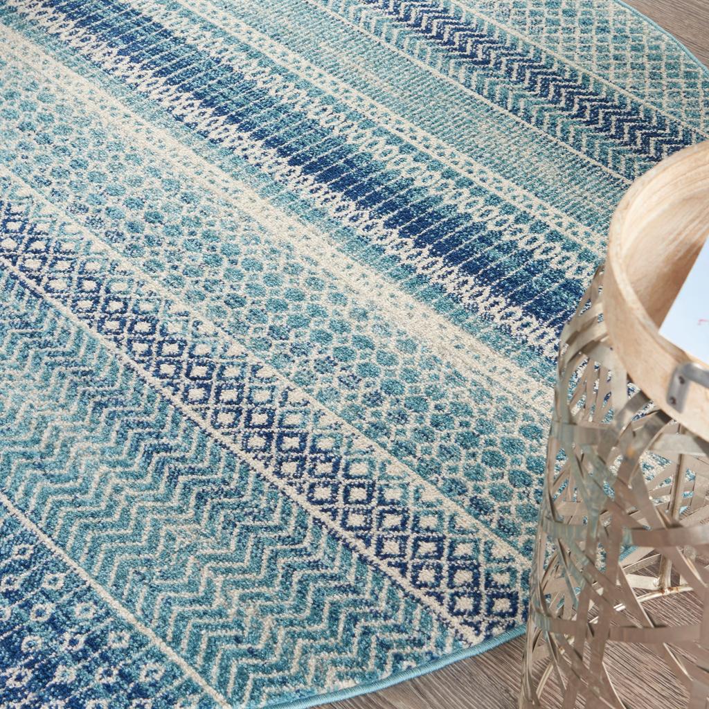 Nourison Home Passion PSN26 Navy Blue Indoor Round Area Rug - Bohemian Power Loomed Machine Made Medium Pile