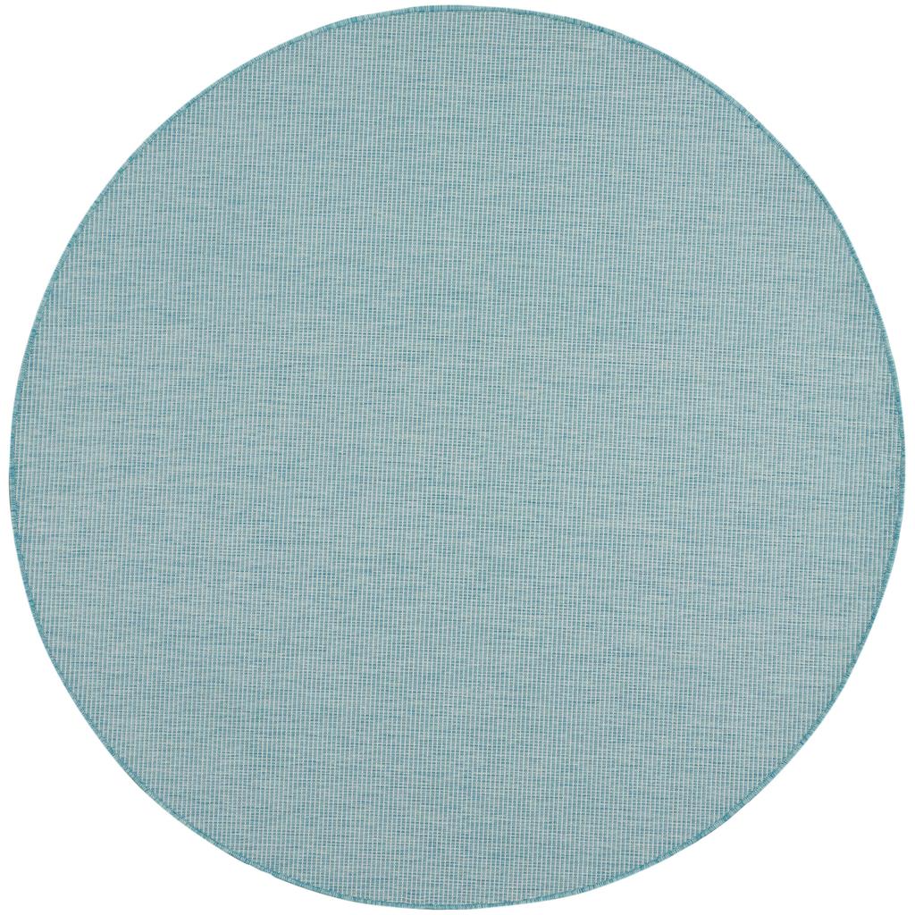 Nourison Home Positano POS01 Aqua Indoor/Outdoor Round Area Rug - Modern Power Loomed Machine Made Low Pile