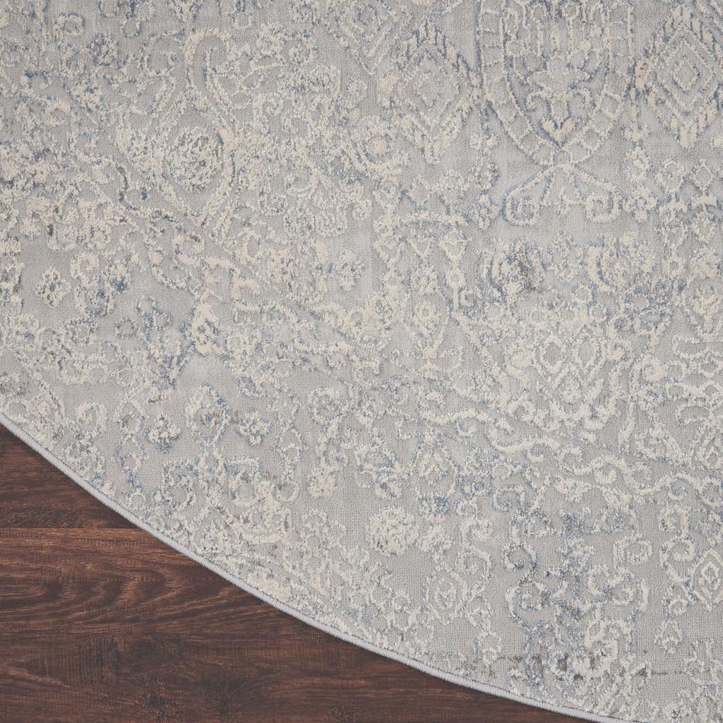 Nourison Home Rustic Textures RUS09 Ivory Light Blue Indoor Round Area Rug - Vintage Power Loomed Machine Made Medium Pile