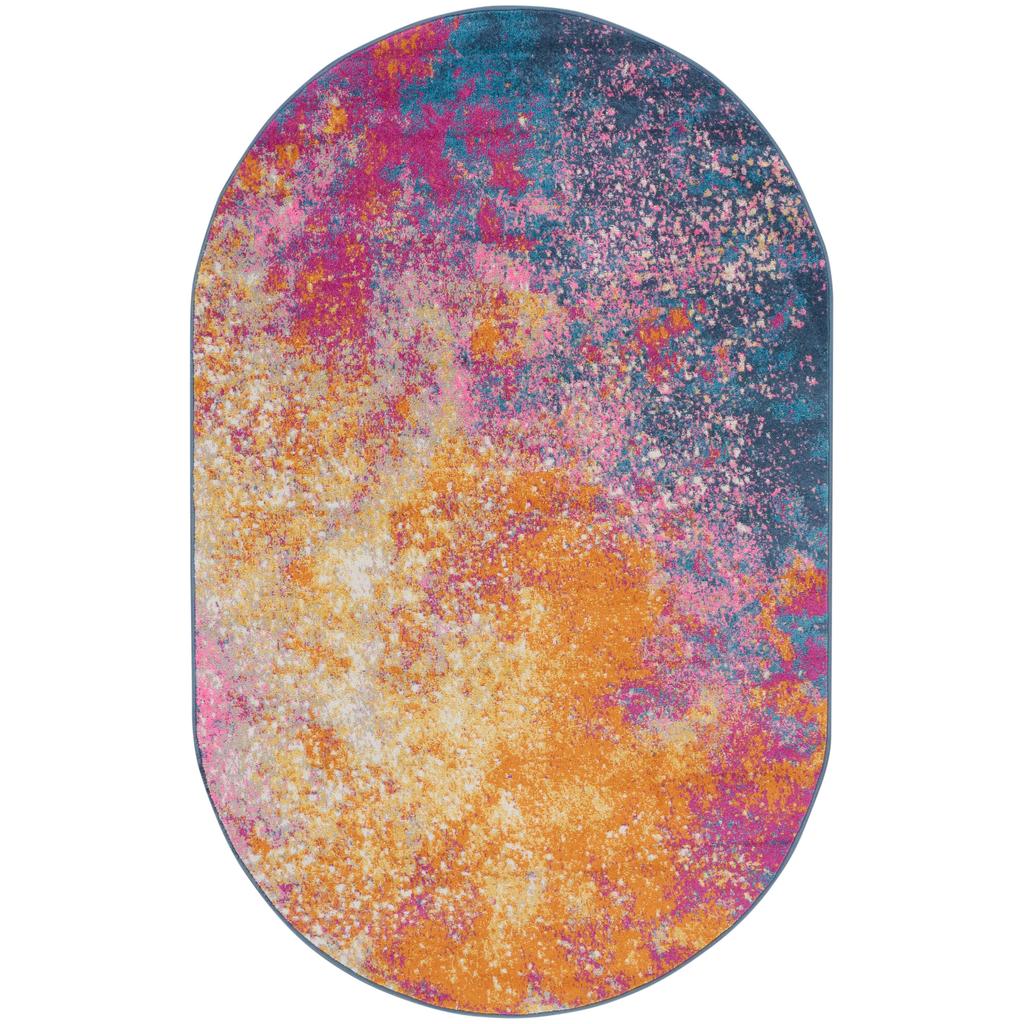 Nourison Home Passion PSN10 Multicolor Sunburst Indoor Oval Area Rug - Modern Power Loomed Machine Made Medium Pile