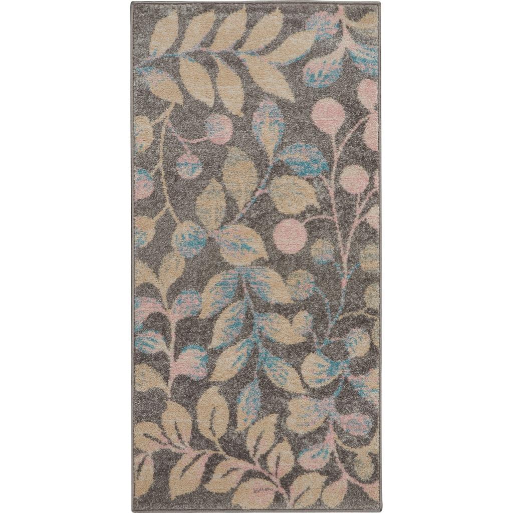 Nourison Home Tranquil TRA03 Grey Beige Indoor Rectangle Area Rug - Farmhouse Power Loomed Machine Made Medium Pile