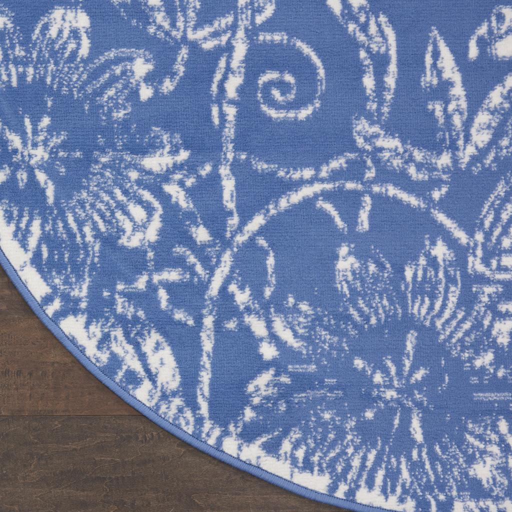 Nourison Home Whimsicle WHS05 Blue Indoor Round Area Rug - Farmhouse Power Loomed Machine Made Low Pile