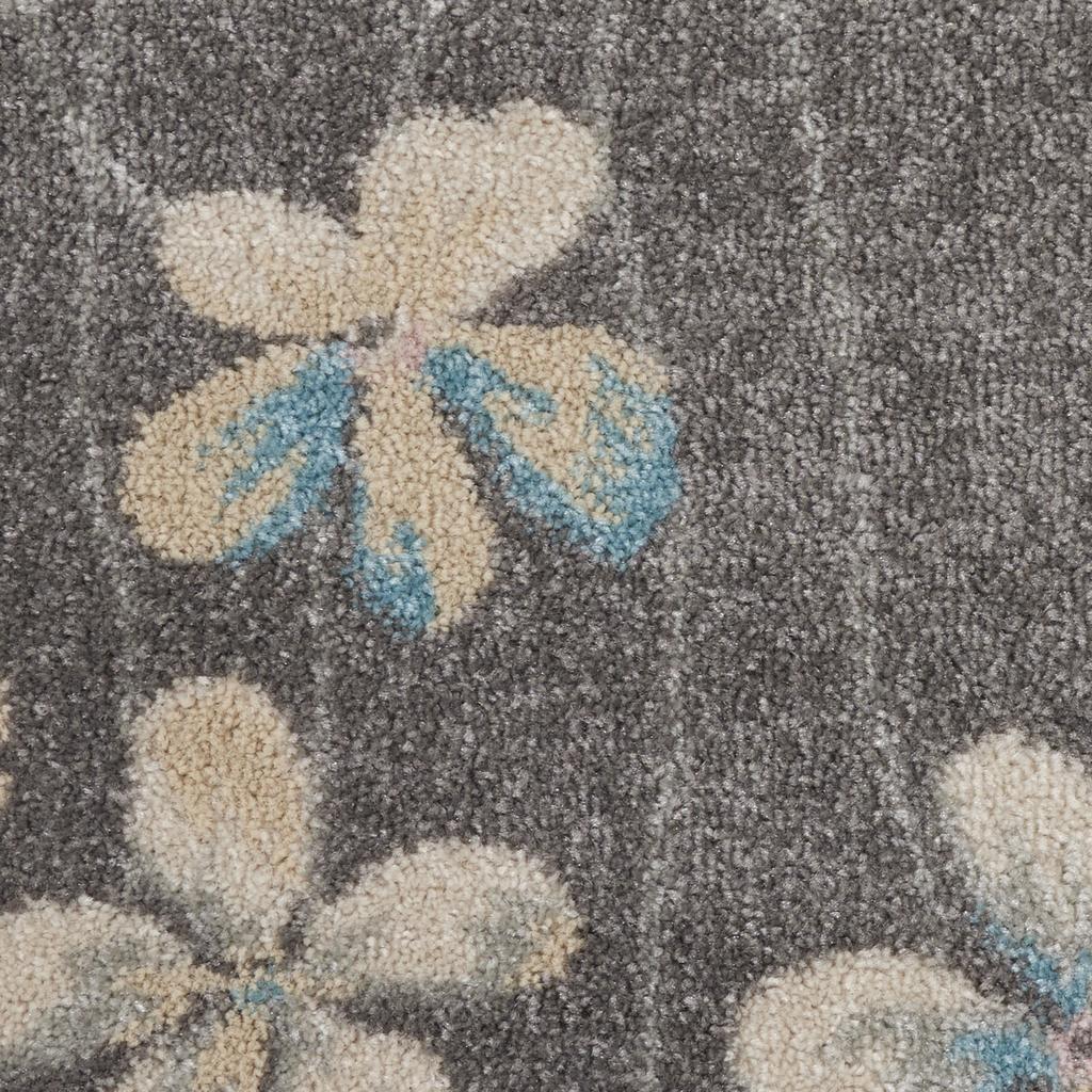 Nourison Home Tranquil TRA04 Grey Grey Beige Indoor Round Area Rug - Contemporary Power Loomed Machine Made Medium Pile