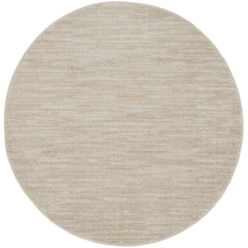Nourison Home Nourison Essentials NRE01 Ivory Beige Indoor/Outdoor Round Area Rug - Outdoor Power Loomed Machine Made Low Pile