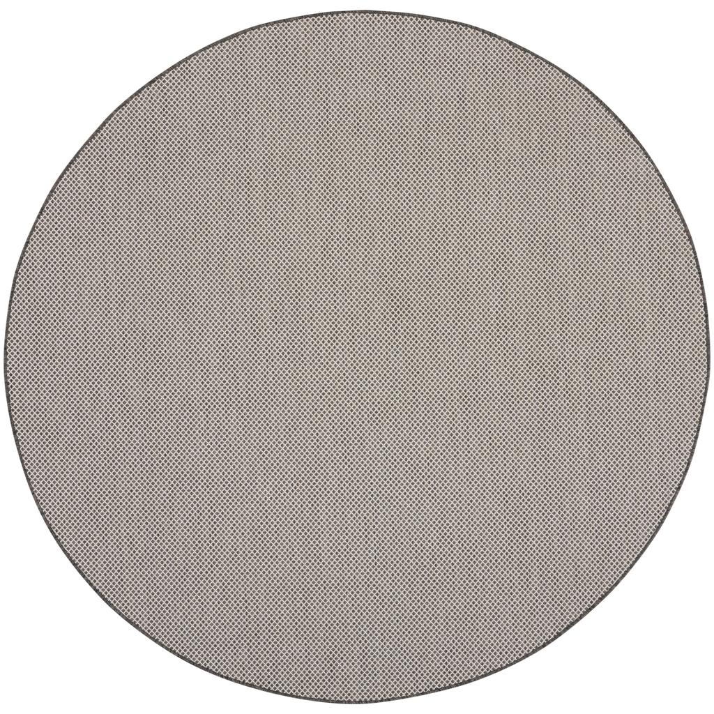 Nourison Home Courtyard COU01 Ivory Charcoal Indoor/Outdoor Round Area Rug - Modern Power Loomed Machine Made Low Pile