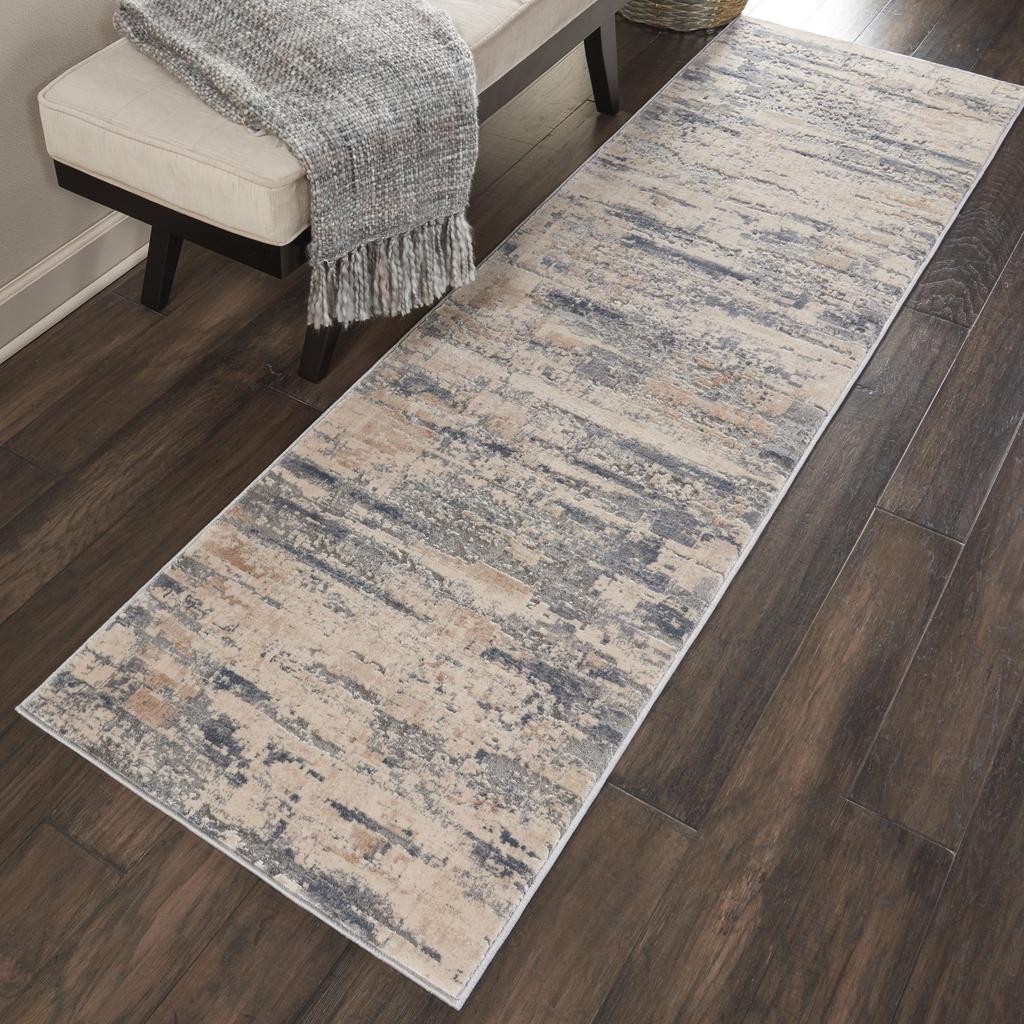 Nourison Home Rustic Textures RUS04 Beige and Grey Beige Grey Indoor Runner - Modern Power Loomed Machine Made Medium Pile