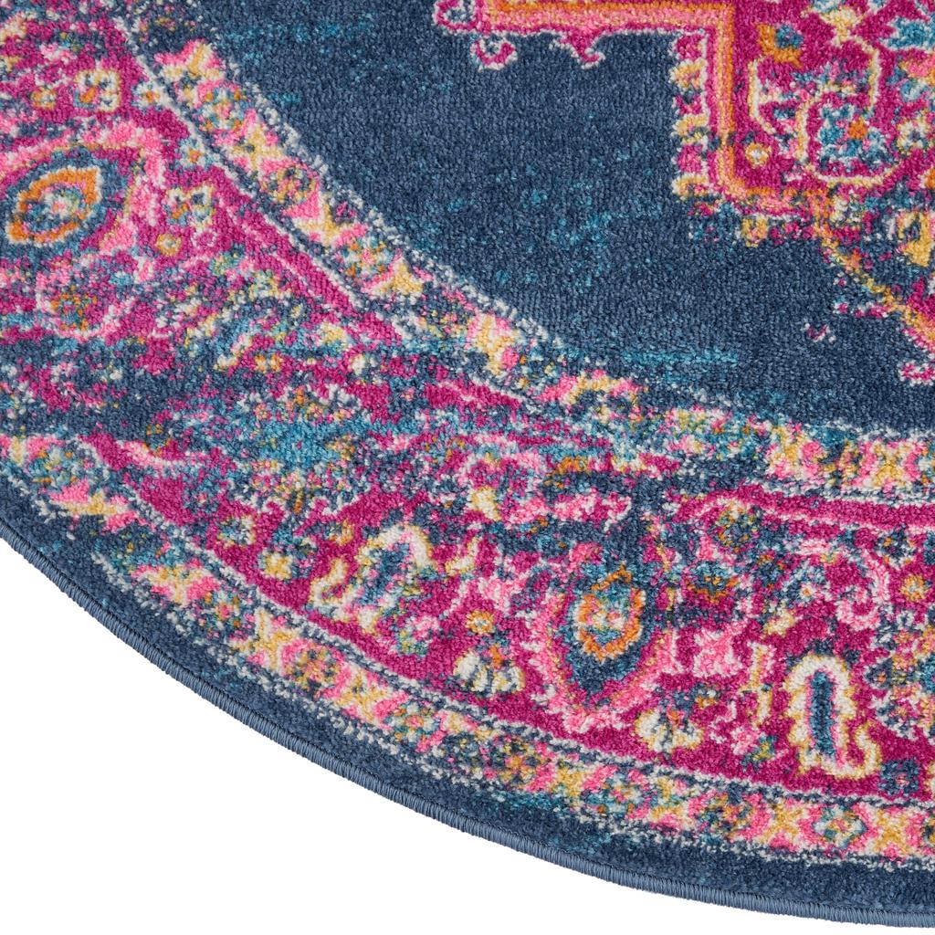 Nourison Home Passion PSN03 Blue Indoor Round Area Rug - Bohemian Power Loomed Machine Made Medium Pile
