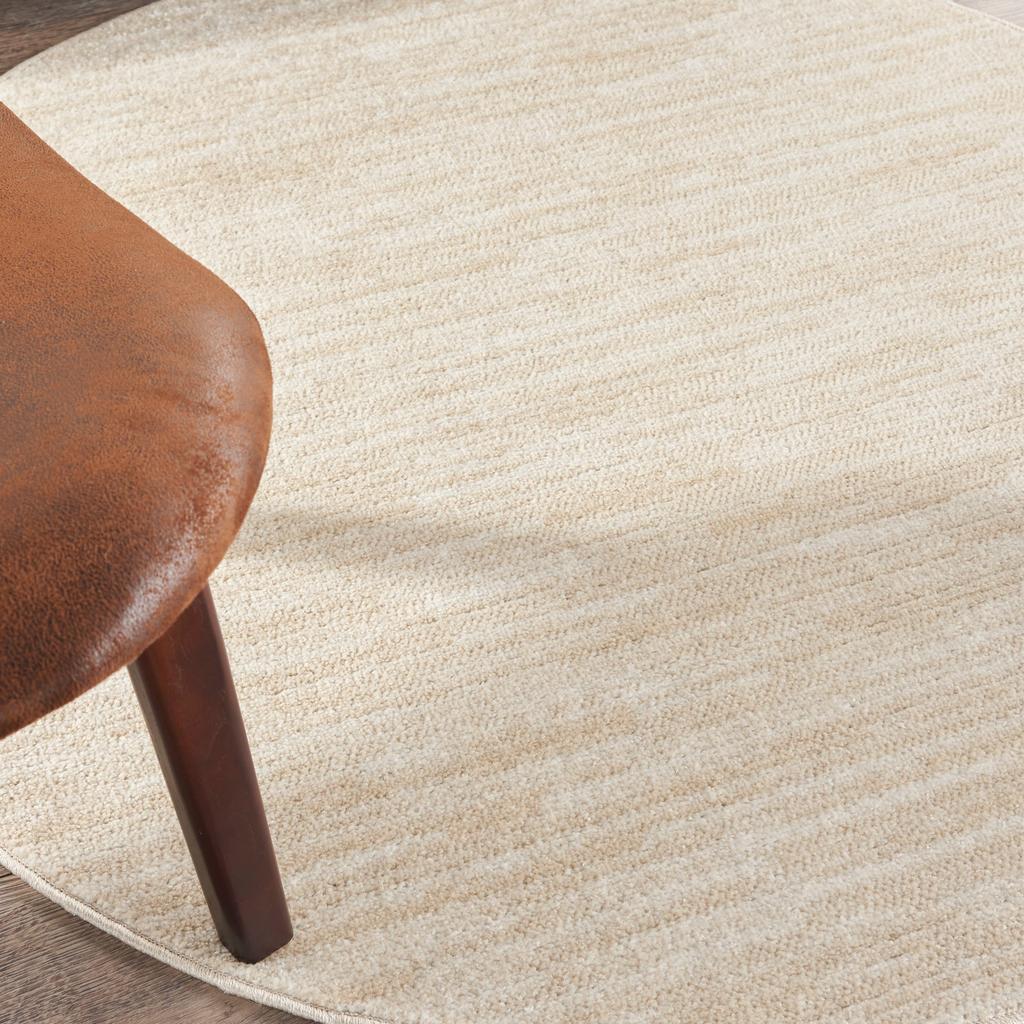 Nourison Home Nourison Essentials NRE01 Ivory Beige Indoor/Outdoor Round Area Rug - Outdoor Power Loomed Machine Made Low Pile