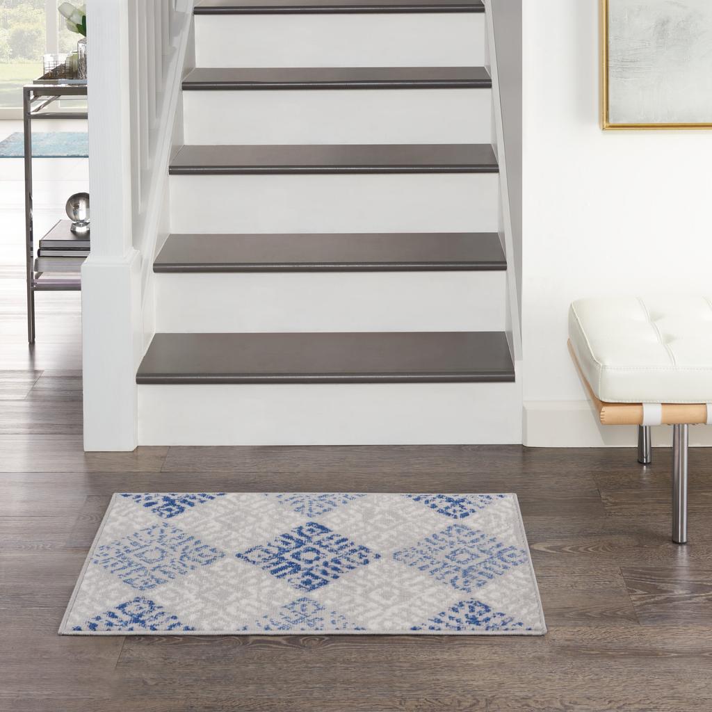 Nourison Home Whimsicle WHS18 Grey Blue Indoor Rectangle Area Rug - Bohemian Power Loomed Machine Made Low Pile