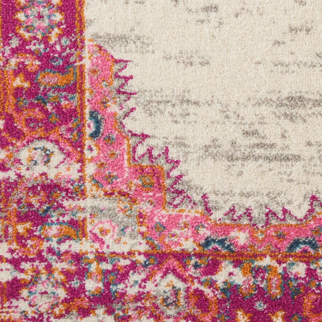Nourison Home Passion PSN03 Pink and White Ivory/Fuchsia Indoor Runner - Bohemian Power Loomed Machine Made Medium Pile