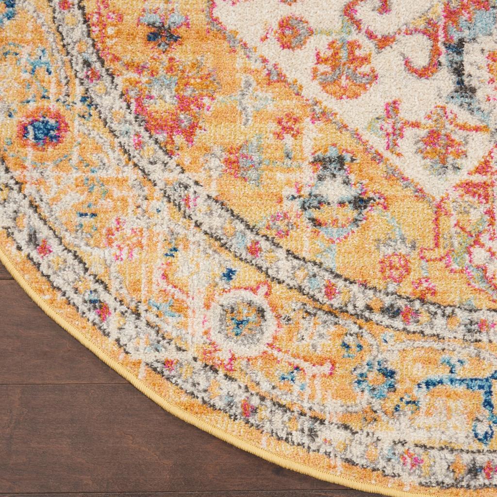 Nourison Home Passion PSN23 Ivory Yellow Indoor Round Area Rug - Bohemian Power Loomed Machine Made Medium Pile