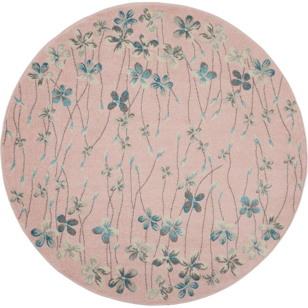 Nourison Home Tranquil TRA04 Pink Indoor Round Area Rug - Contemporary Power Loomed Machine Made Medium Pile