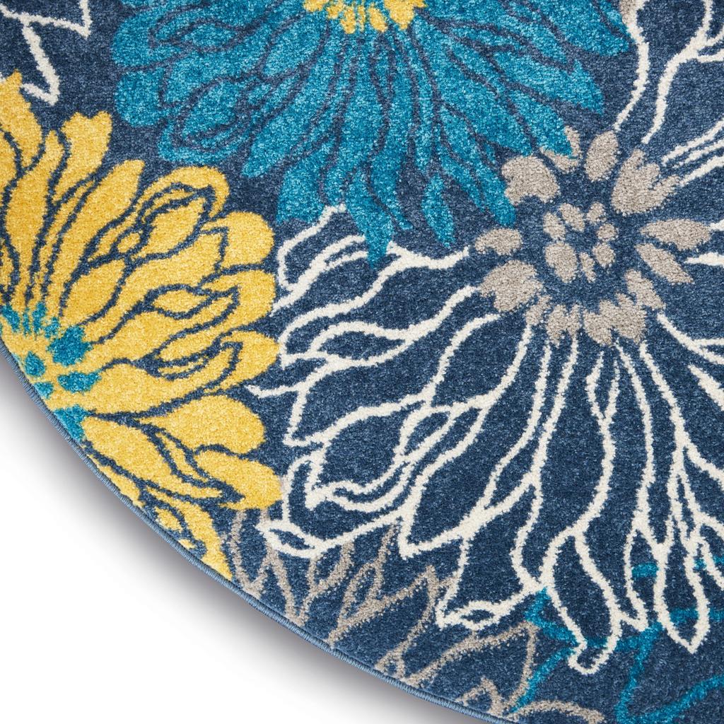 Nourison Home Passion PSN17 Blue Indoor Round Area Rug - Contemporary Power Loomed Machine Made Medium Pile